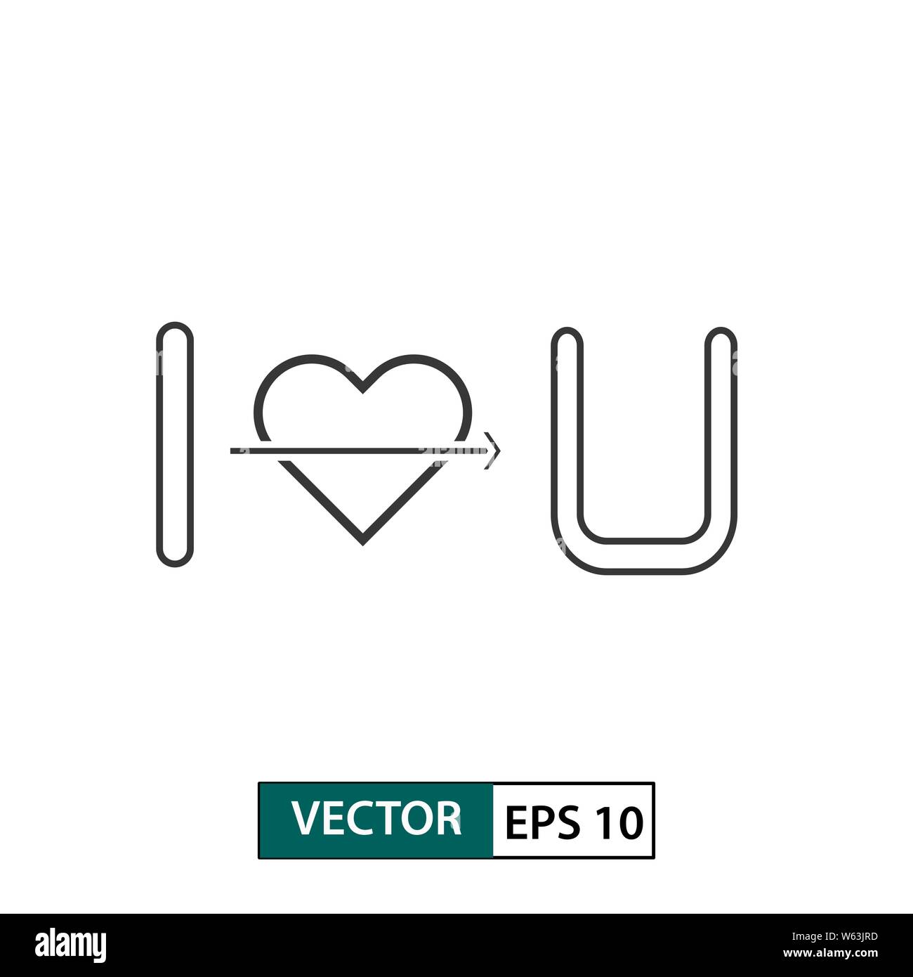 I love you icon. Outline style. Isolated on white background. Vector illustration EPS 10 Stock Vector