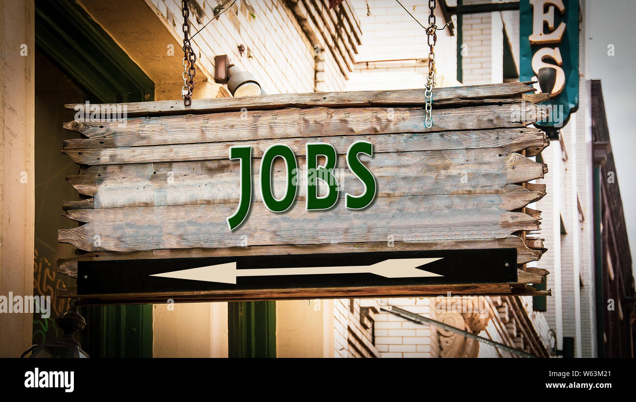 Street Sign the Direction Way to Jobs Stock Photo - Alamy