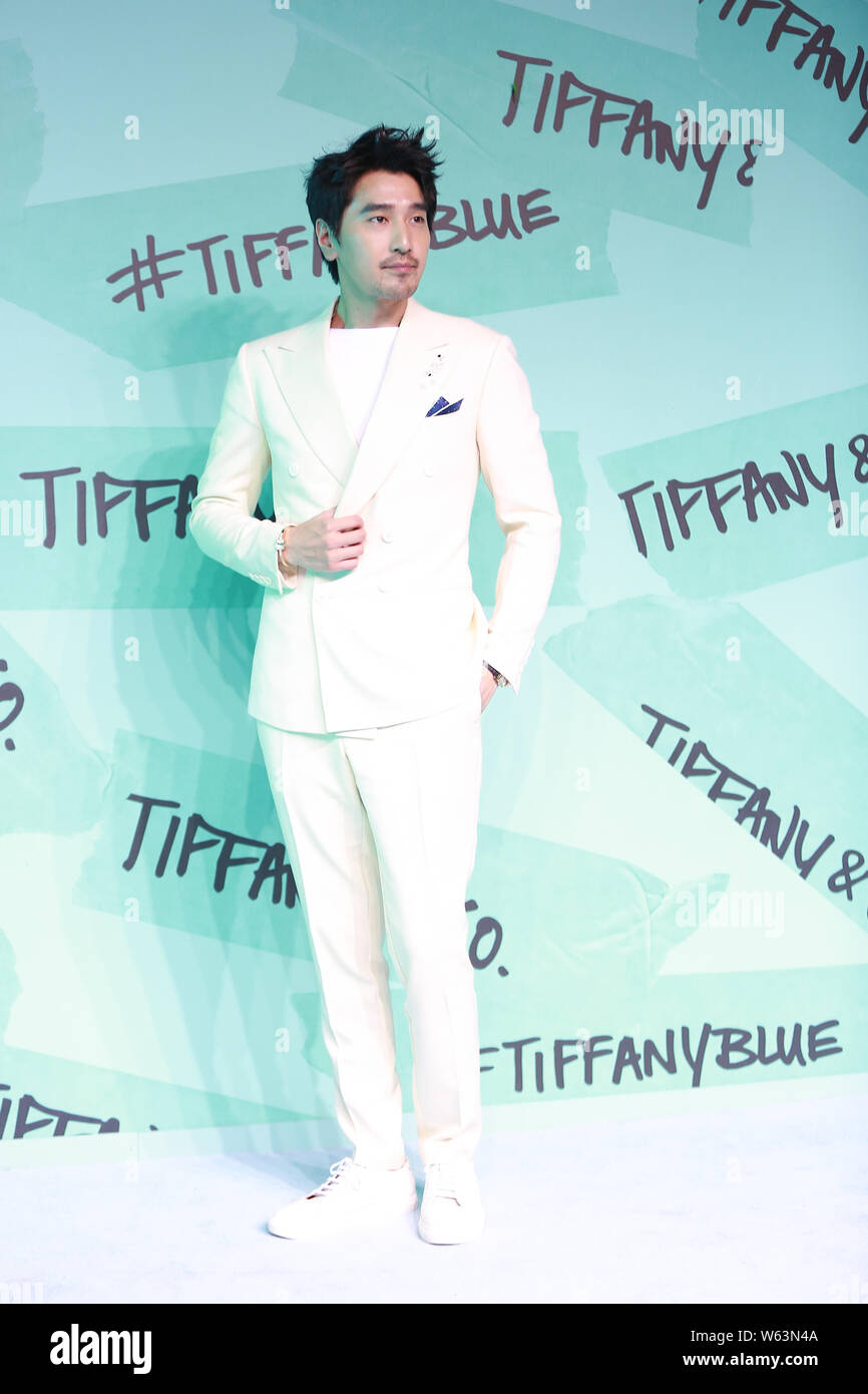 Taiwanese-Canadian actor Mark Chao attends a promotional event for Tiffany & Co in Shanghai, China, 6 September 2018. Stock Photo