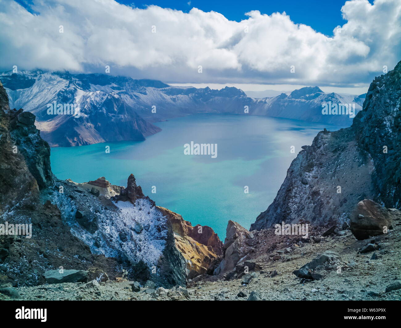 Scenery of the Heaven Lake (Tianchi Lake) on the Paektu