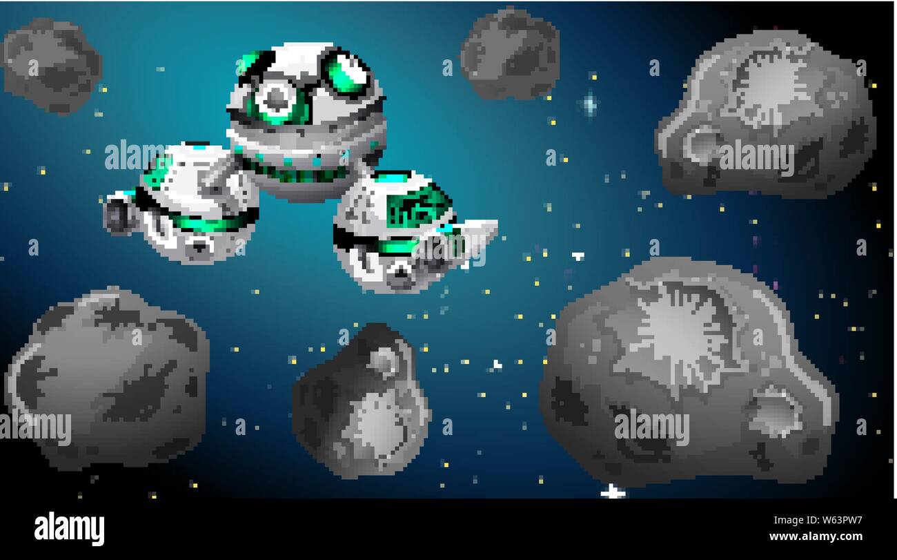 Space ship and asteroid scene illustration Stock Vector Image & Art - Alamy