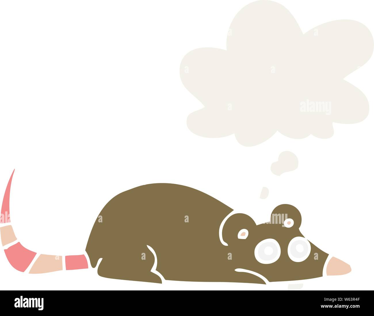 cartoon mouse with thought bubble in retro style Stock Vector