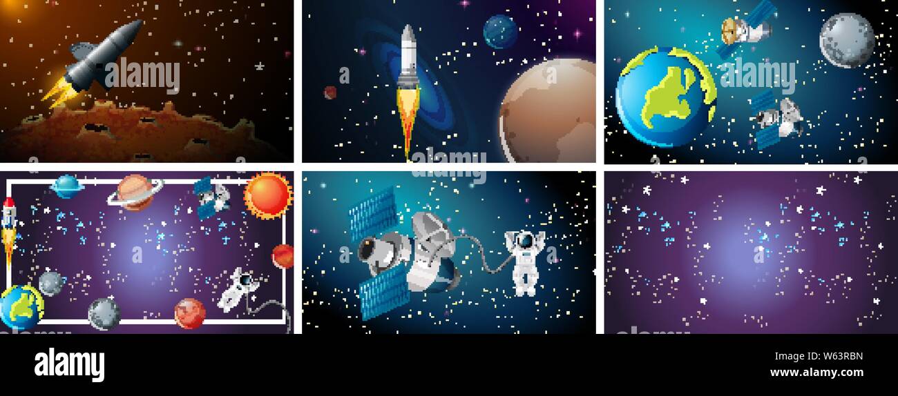 Big space scene set illustration Stock Vector Image & Art - Alamy