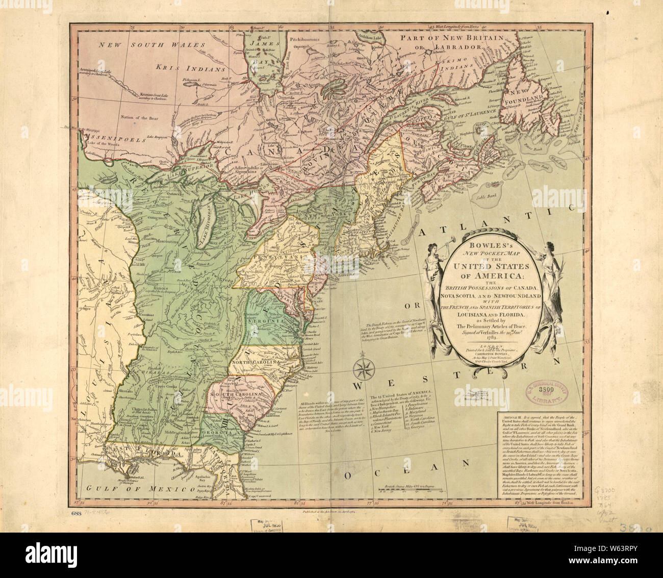 Map of united states 1786 hi-res stock photography and images - Alamy