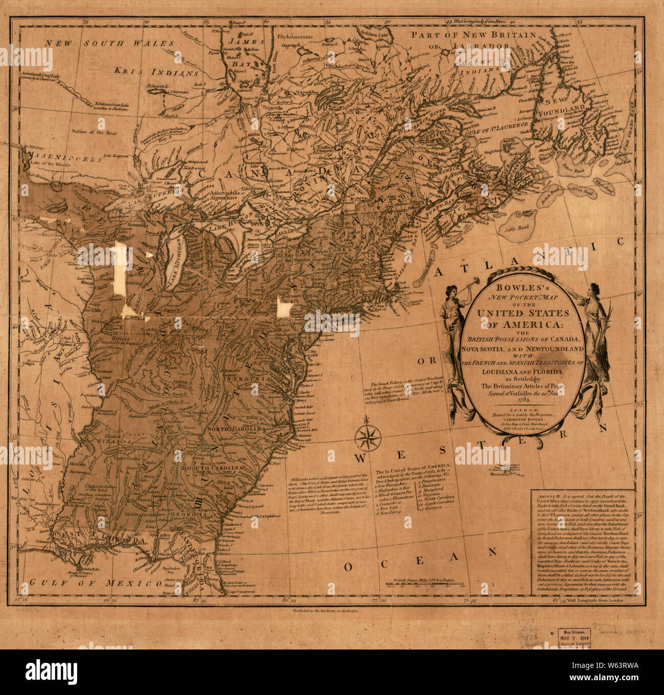 American Revolutionary War Era - American Revolutionary War Era Maps 1750 1786 350 Bowless New Pocket Map Of The United States Of America The British Possessions Of Canada Nova Scotia And Rebuild And Repair W63RWA 