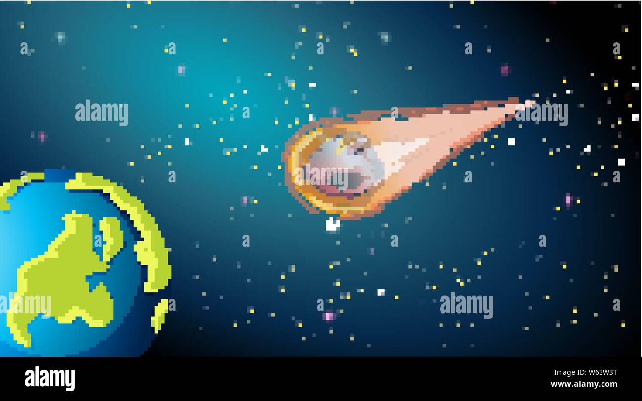 Asteroid falling to earth scene illustration Stock Vector Image & Art ...