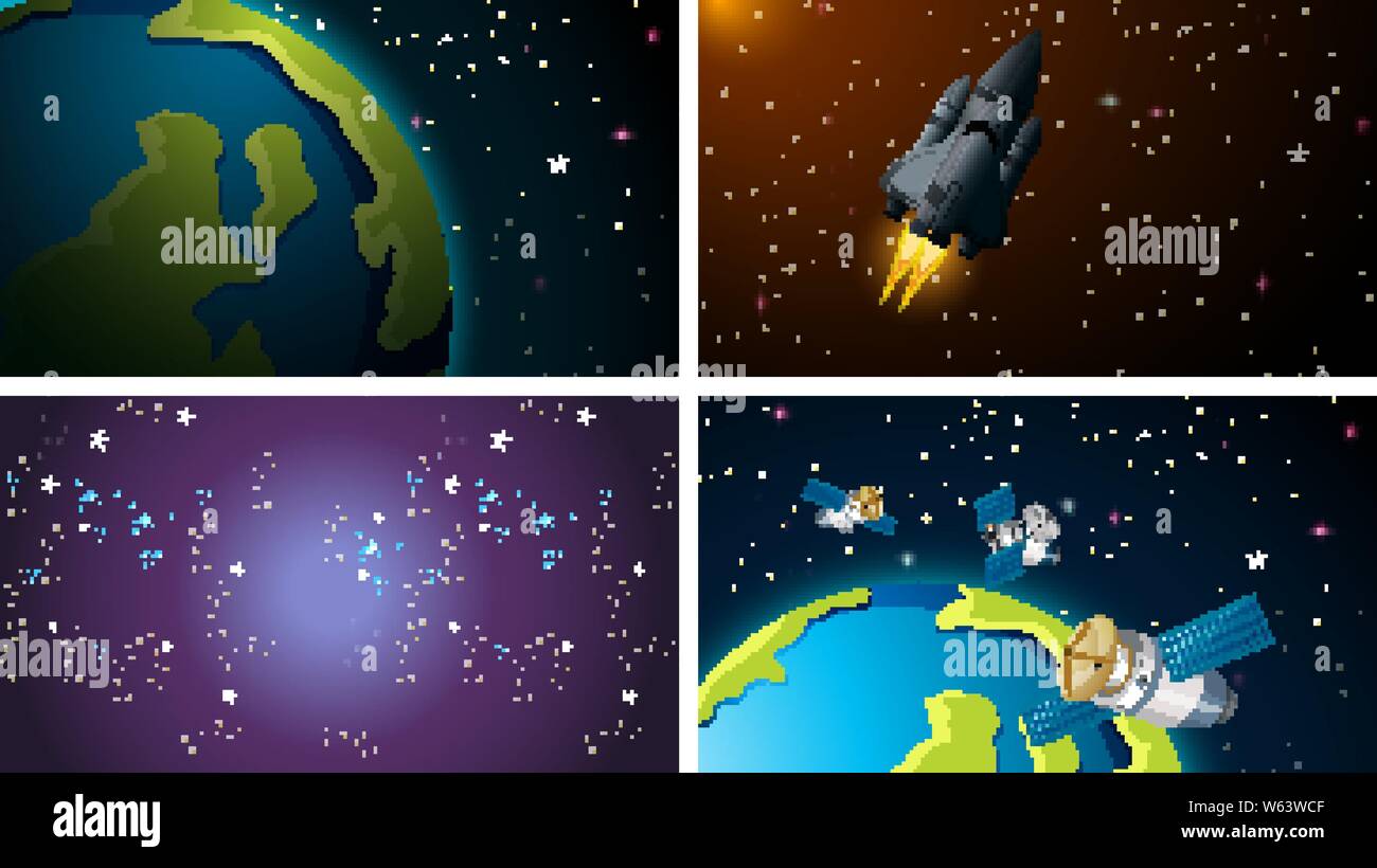 Space background scene set illustration Stock Vector Image & Art - Alamy
