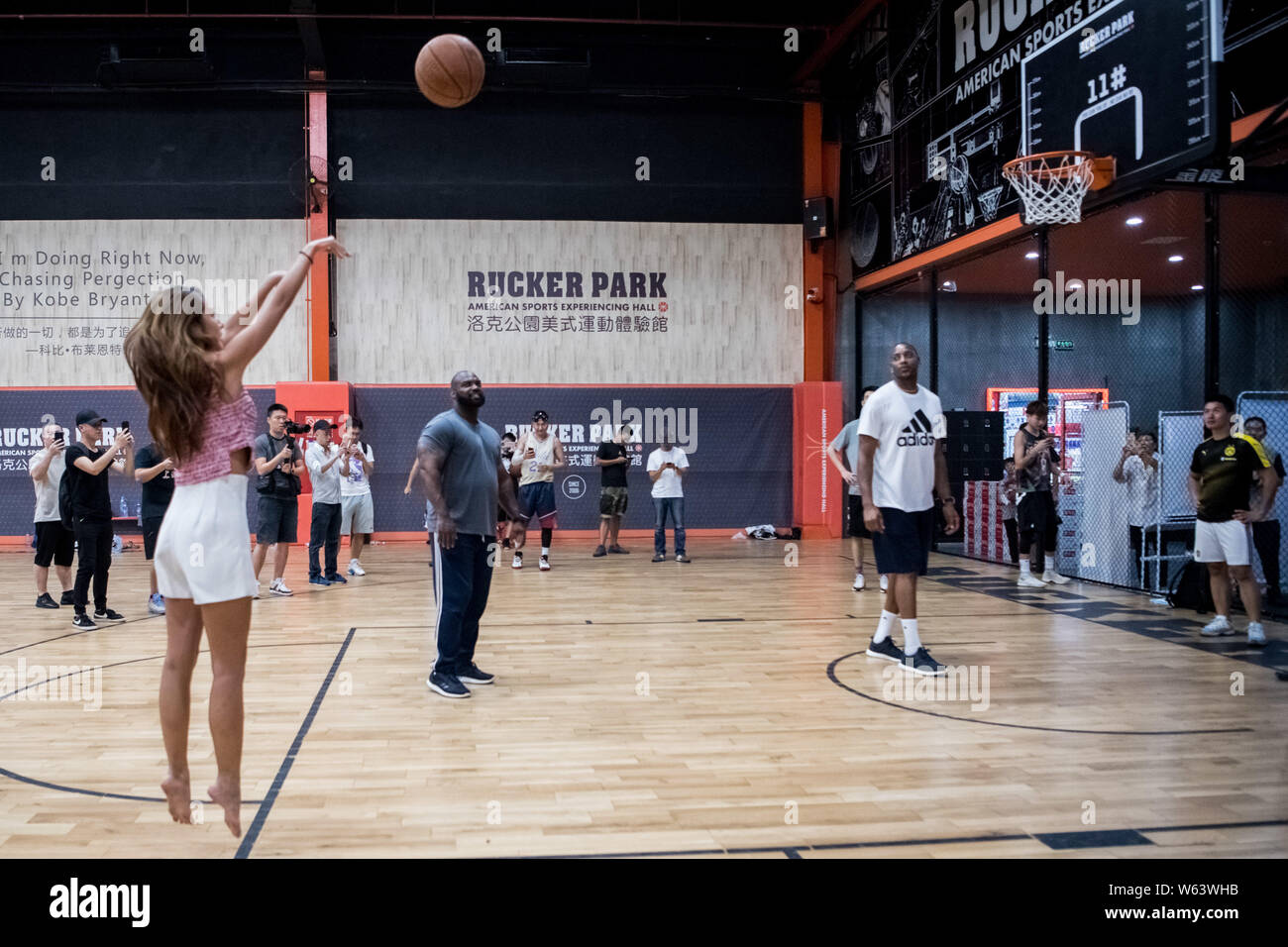 Former NBA star Tracy McGrady attends an activity at the Rucker Park in Shanghai, China, 13 September 2018. Stock Photo