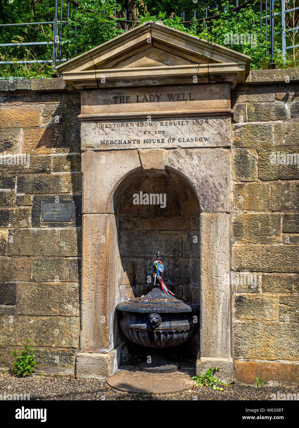 'The Lady Well,' an ancient artesian well in Glasgow near the necropolis and cathedral, Dedicated to the Virgin Mary, it was probably one of the sixte Stock Photo