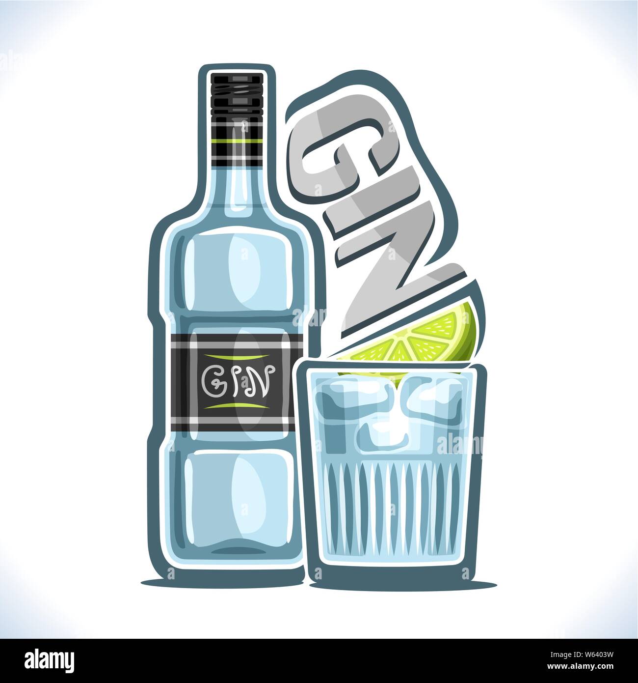 Vector illustration of alcohol drink Gin Stock Vector