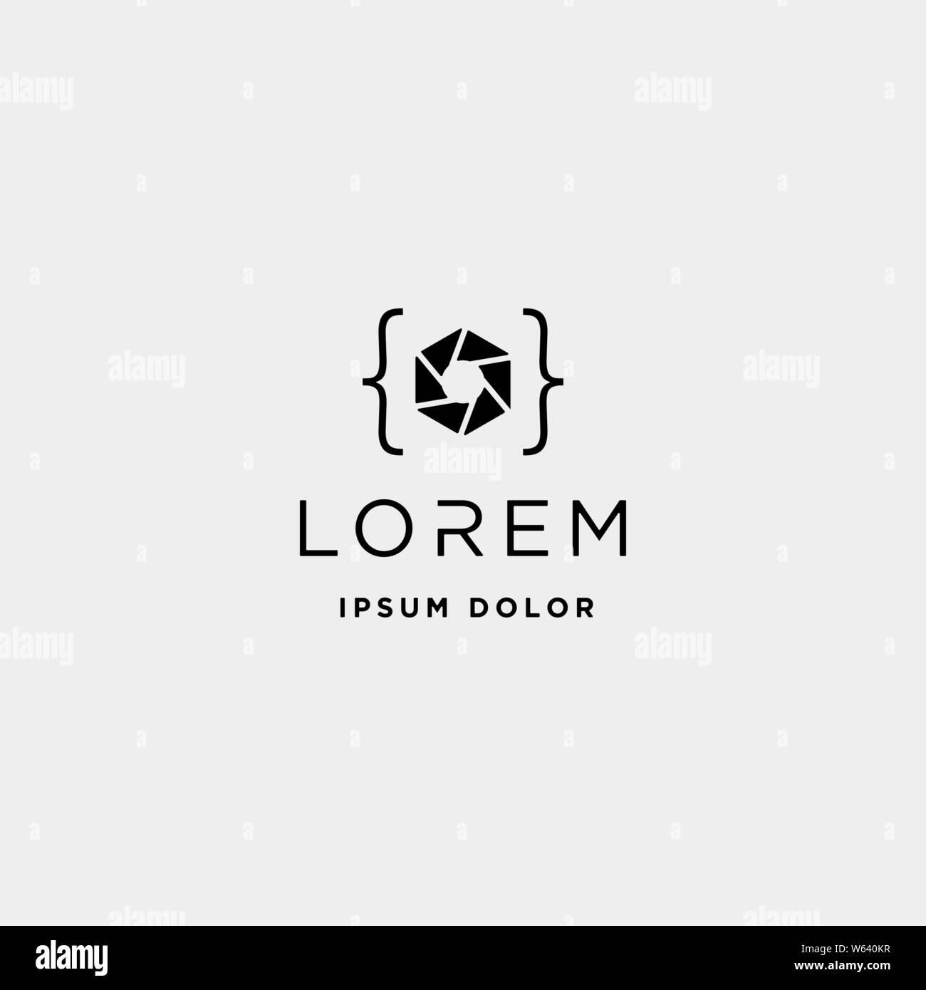 photo code logo design camera coding simple line vector Stock Vector ...
