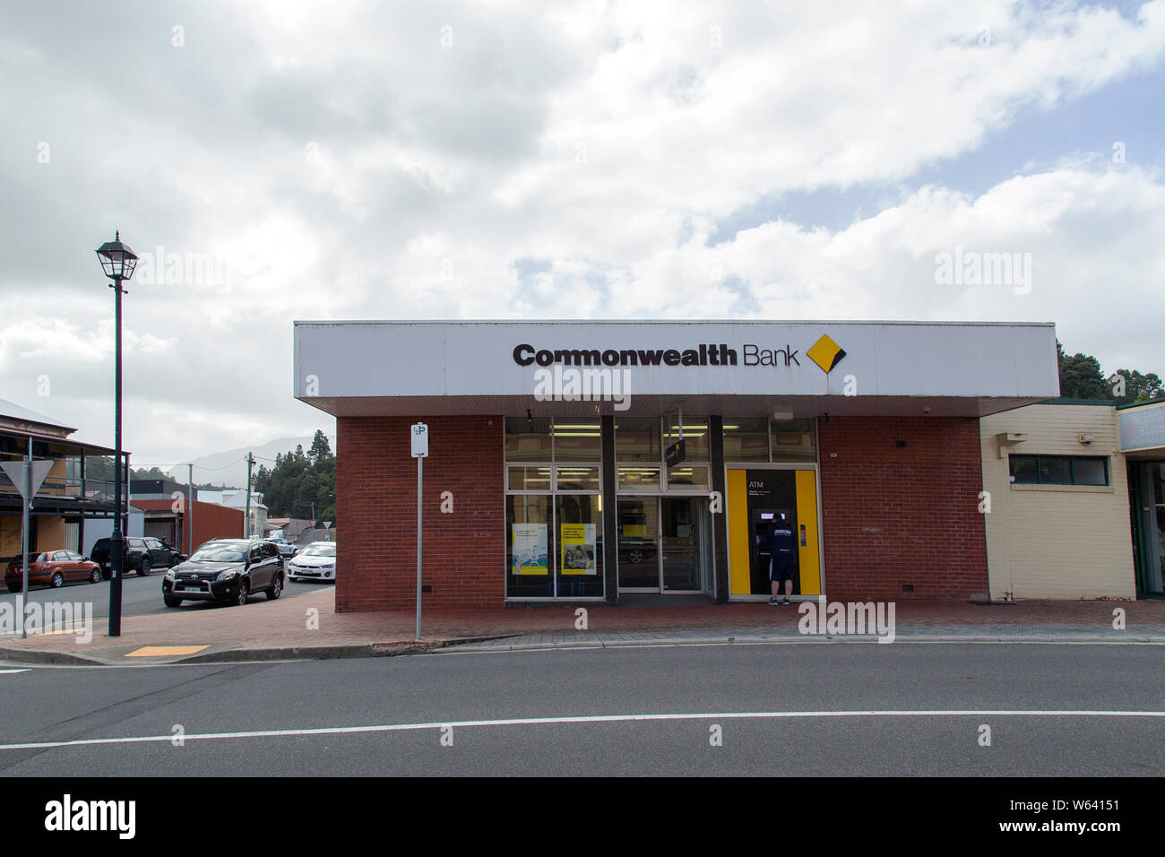 Queenstown, Tasmania: April 03, 2019: The Commonwealth Bank of Australia is an Australian multinational bank with businesses across the world. Stock Photo