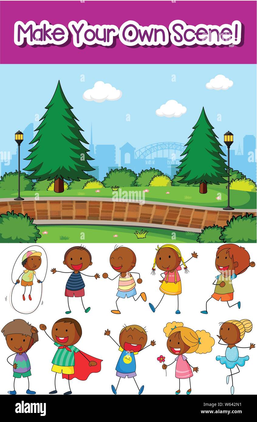 Make your own scene with people illustration Stock Vector Image & Art ...