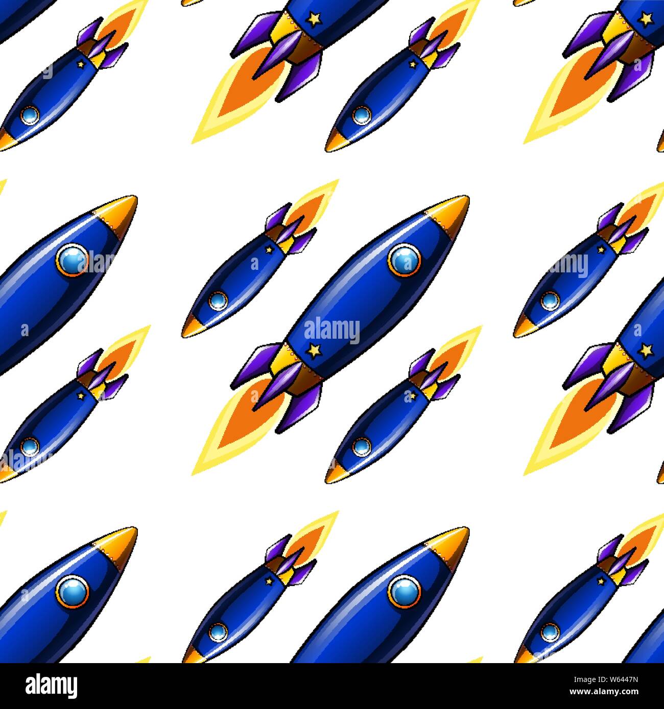 Seamless pattern tile cartoon with rockets illustration Stock Vector ...