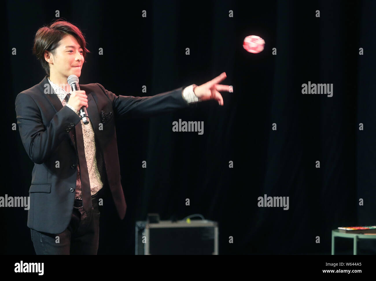 **TAIWAN OUT**Japanese actor and singer Teppei Koike performs during a fan meeting event in Taipei, Taiwan, 2 September 2018. Stock Photo
