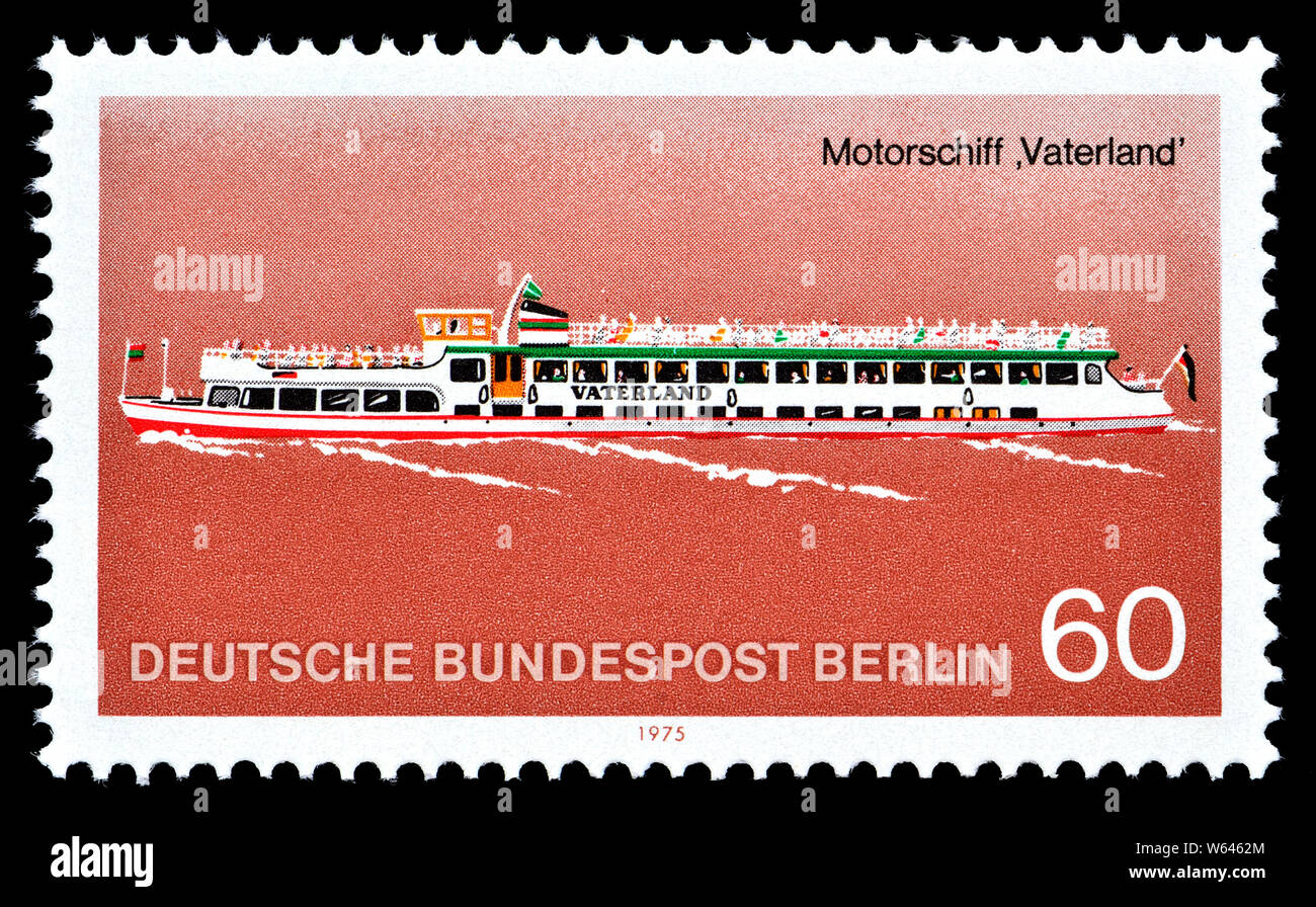 German postage stamp (Berlin: 1975) : Passenger ferry 'Vaterland' Stock Photo