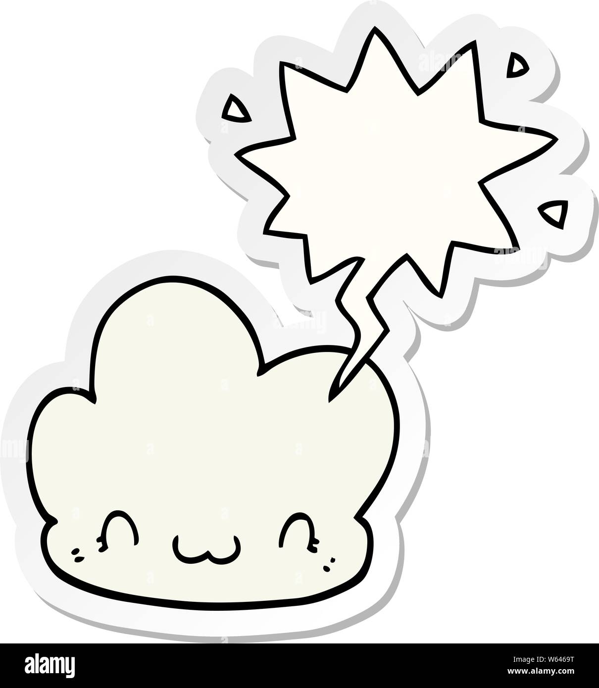 cartoon cloud with speech bubble sticker Stock Vector Image & Art - Alamy