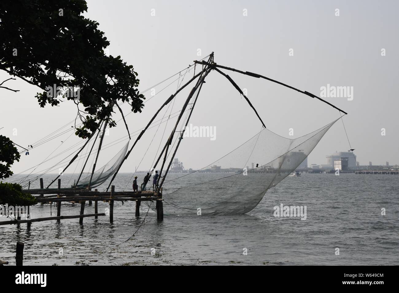 The Chinese fishing nets at Fort Kochi (Cochin), Kerala, India Stock