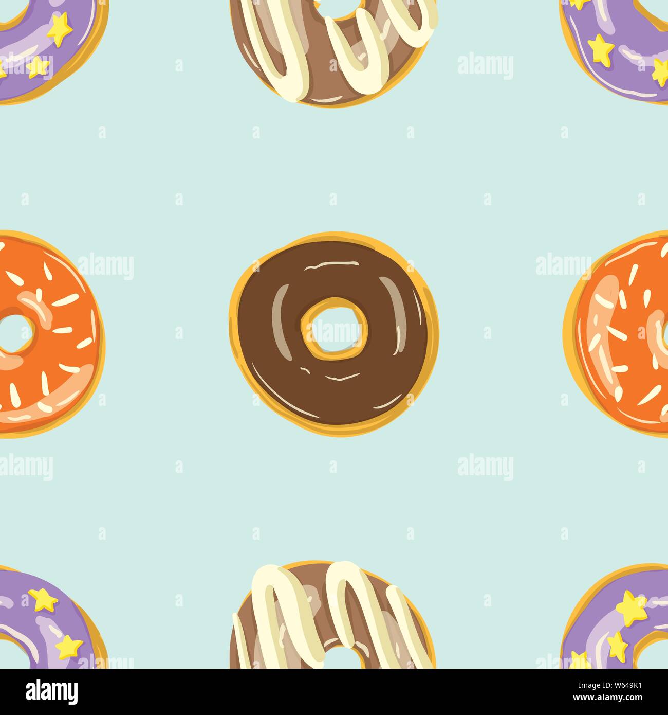 Glazed Donuts seamless pattern. Bakery Vector illustration. Top View ...