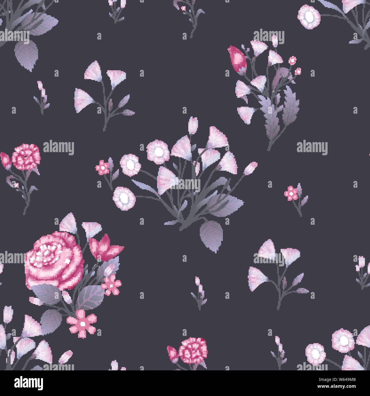 Seamless pattern Vector floral design with roses . Romantic background ...