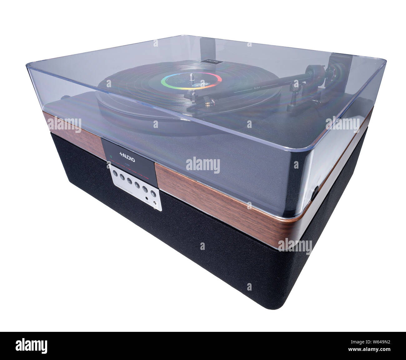 Vinyl record player with amplifier and speakers Stock Photo Alamy