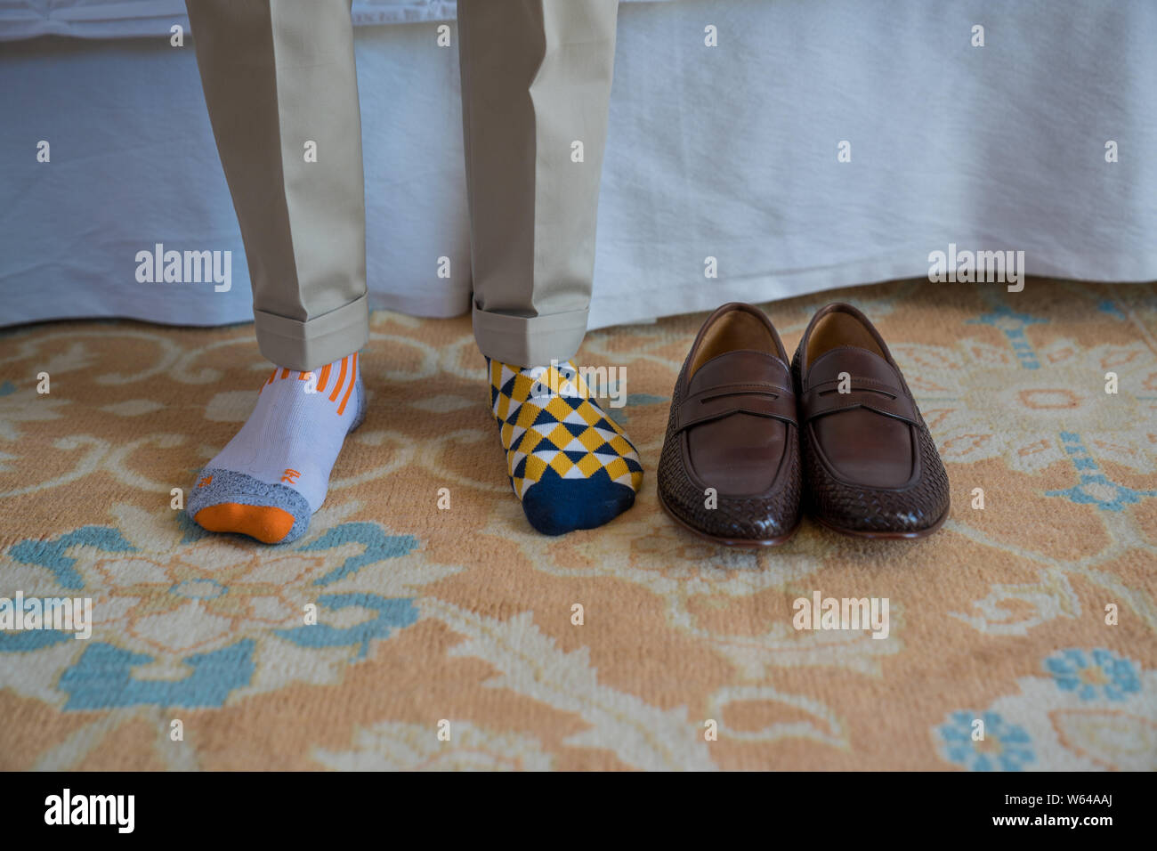 Pre Wedding Preparations. Groom getting ready for wedding ceremony. Greek, Cypriot wedding traditions Stock Photo