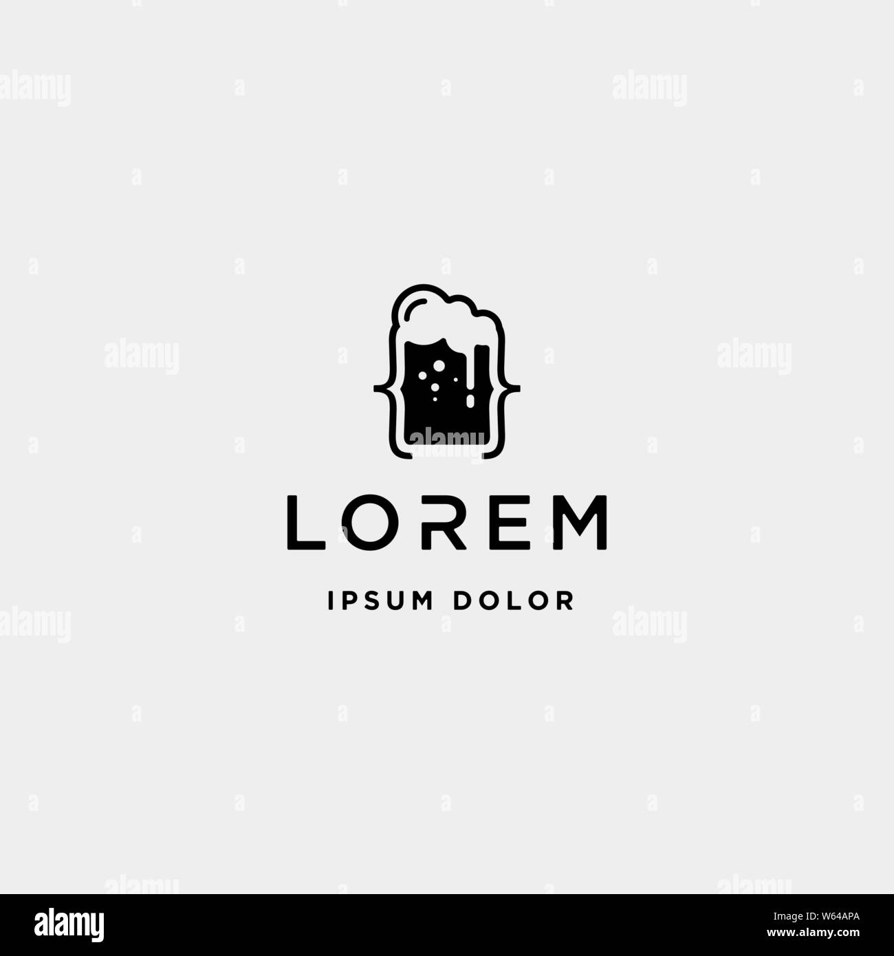 beer code logo design bar coding simple line vector Stock Vector