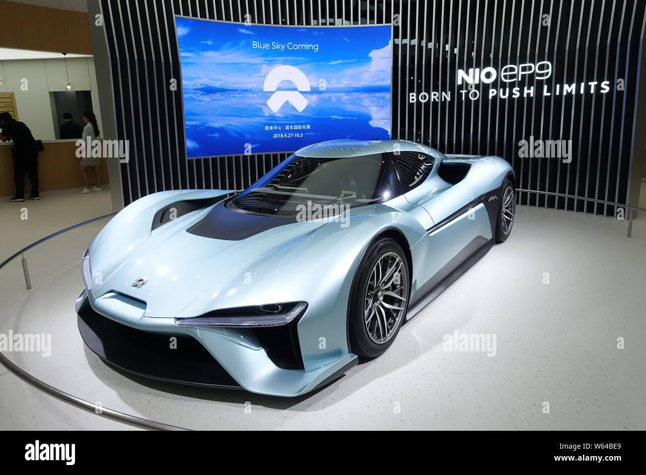 FILE--A NIO EP9 electric supercar of NextEV is on display during an  exhibition in Shanghai, China, 27 September 2018. Shares of NIO Inc (NYSE: NIO Stock Photo - Alamy