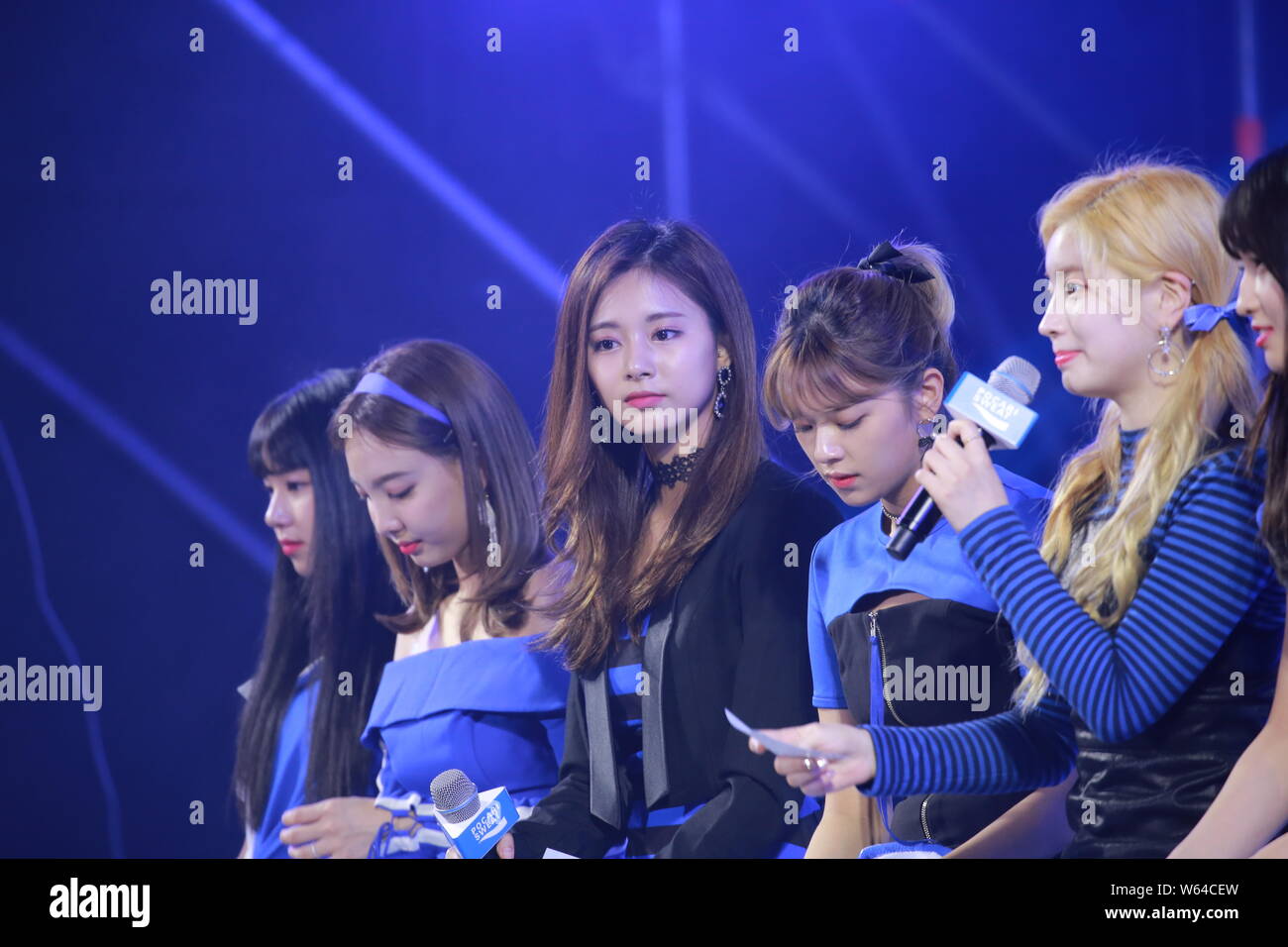 From Left Chaeyoung Nayeon Tzuyu Jeongyeon Dahyun And Momo Of South Korean Girl Group Twice Attend The Pocari Challenge Teen Festa In Seoul So Stock Photo Alamy