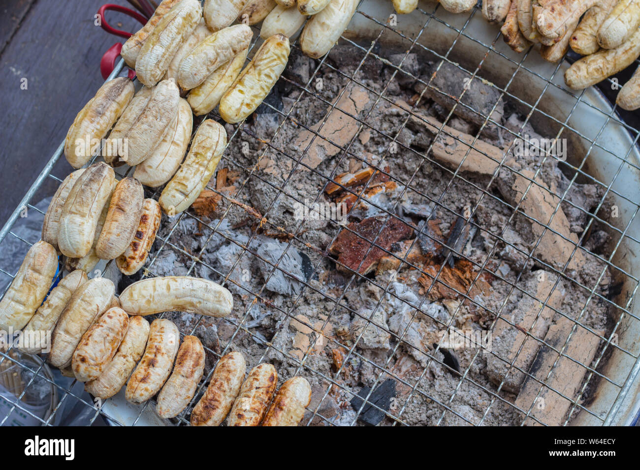 Grilled banana background. Grilled banana pattern. Bananas in Thailand