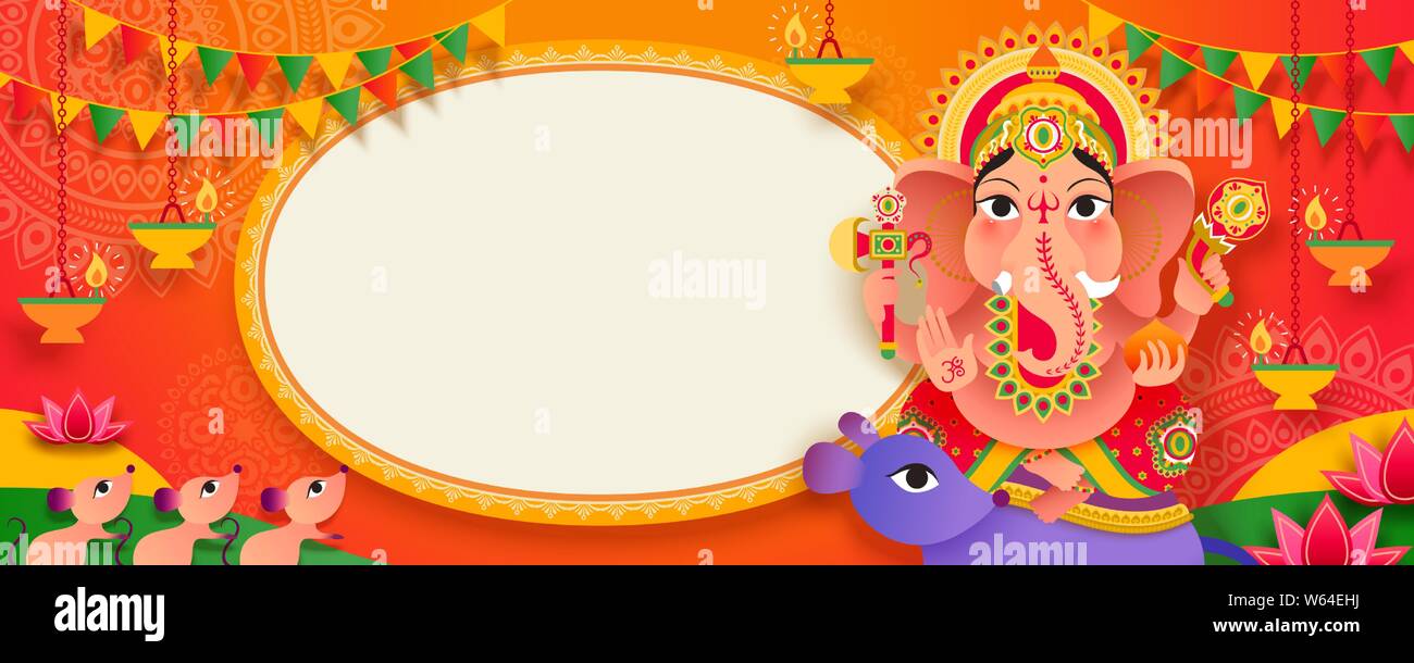 Gorgeous Ganesh Chaturthi festival banner background design with Hindu god  Ganesha and blank copy space Stock Vector Image & Art - Alamy