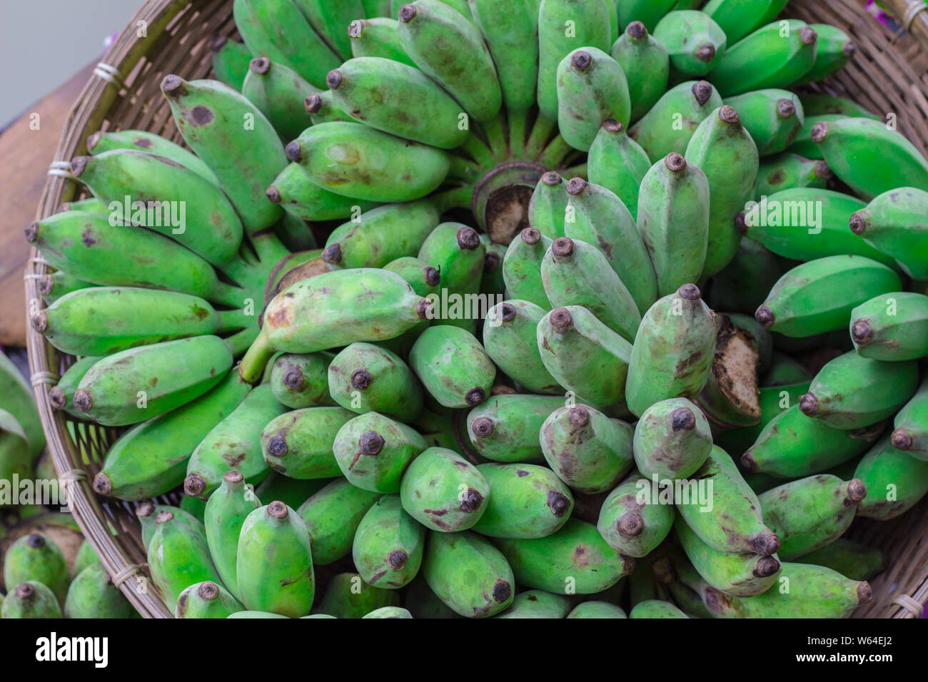 Bananas in threshing basket. Bananas in Thailand. Background banana