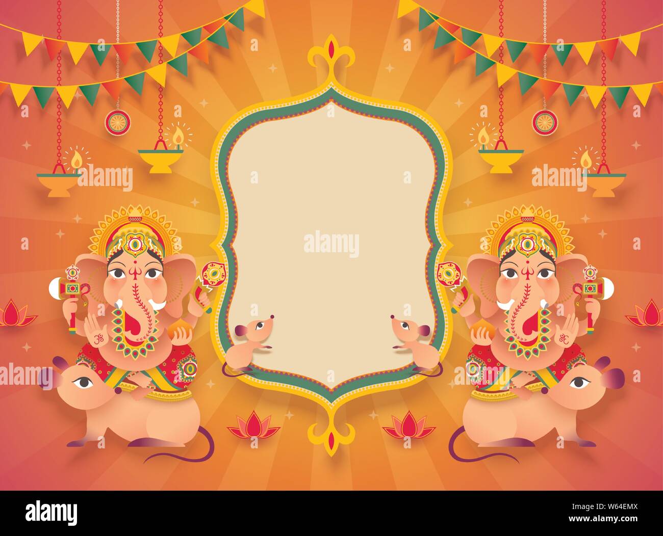 Gorgeous Ganesh Chaturthi festival background design with Hindu god Ganesha  and blank copy space Stock Vector Image & Art - Alamy