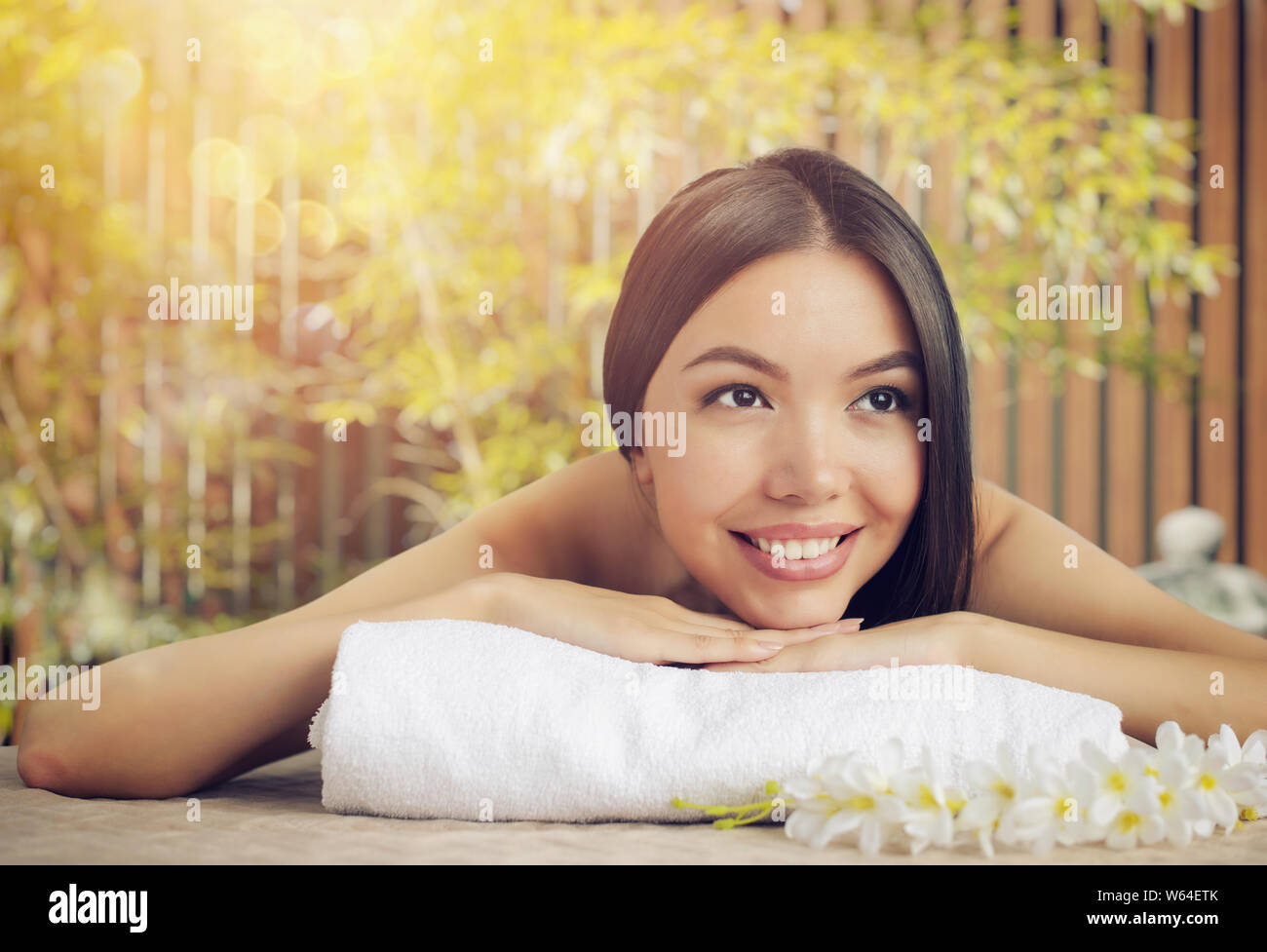 Woman relaxing with a massage in a spa center Stock Photo - Alamy