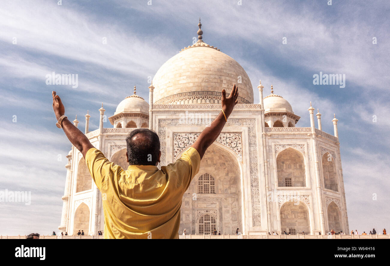 happy man on taj mahal, india, 2019 Stock Photo - Alamy