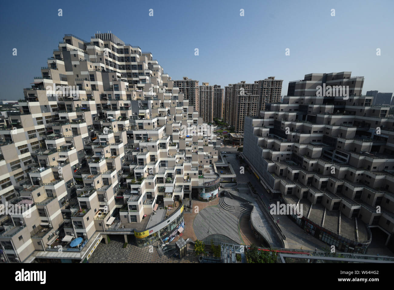 A view of the Pyramidlike complex comprised of three office buildings