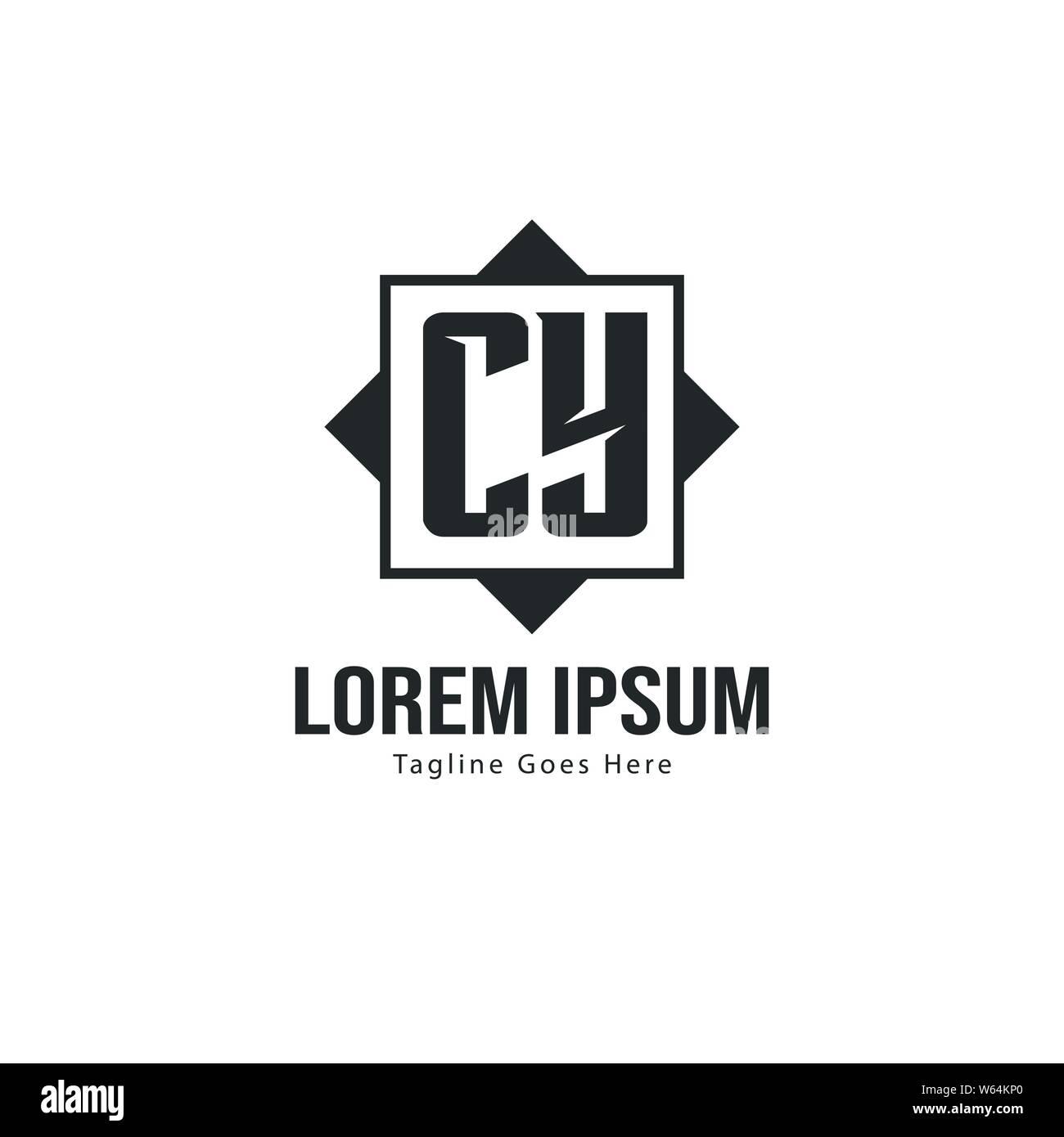 Initial CY logo template with modern frame. Minimalist CY letter logo ...