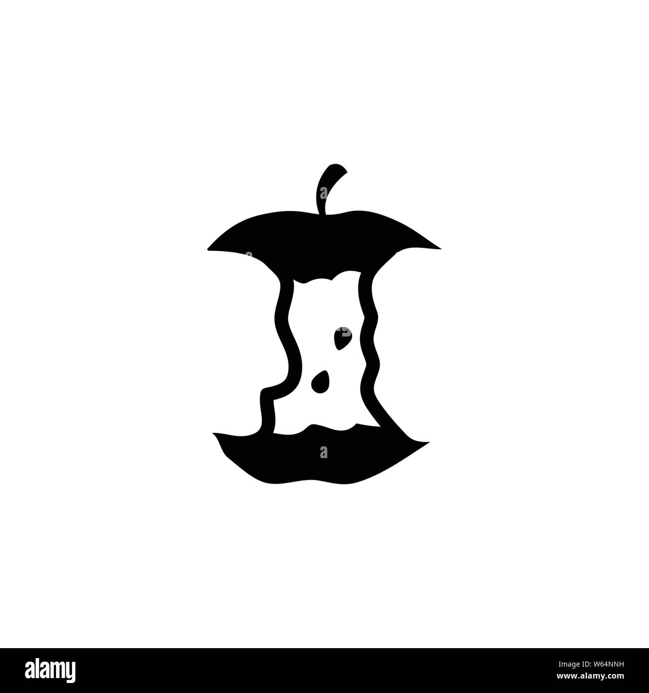 Apple Stub, Stump. Flat Vector Icon illustration. Simple black symbol on white background. Apple Stub, Stump sign design template for web and mobile U Stock Vector