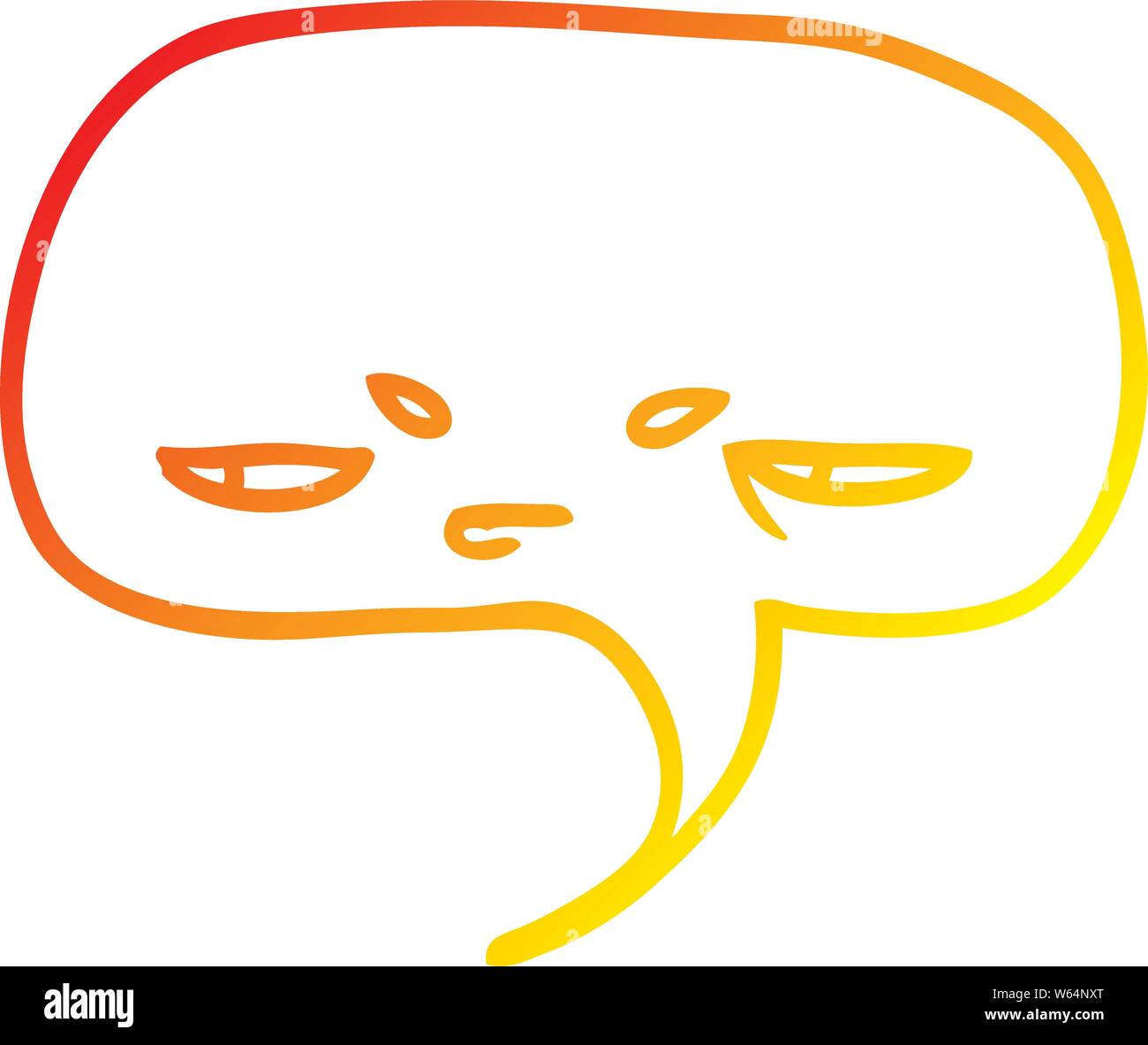 warm gradient line drawing of a cartoon speech bubble with face Stock ...