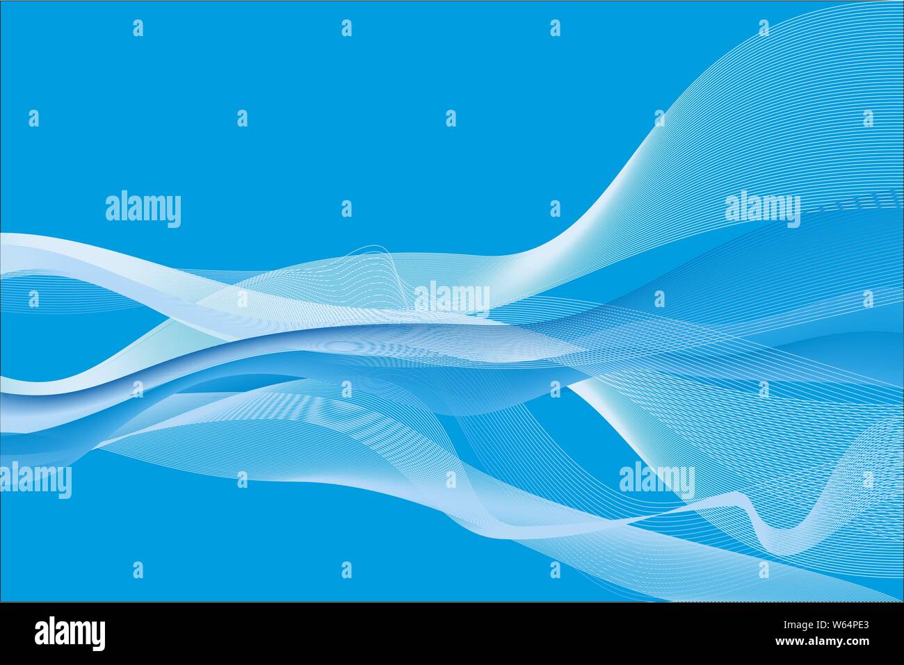 Vector illustration. Blue smoke background in horizontal shape. Softly curved. Stock Vector