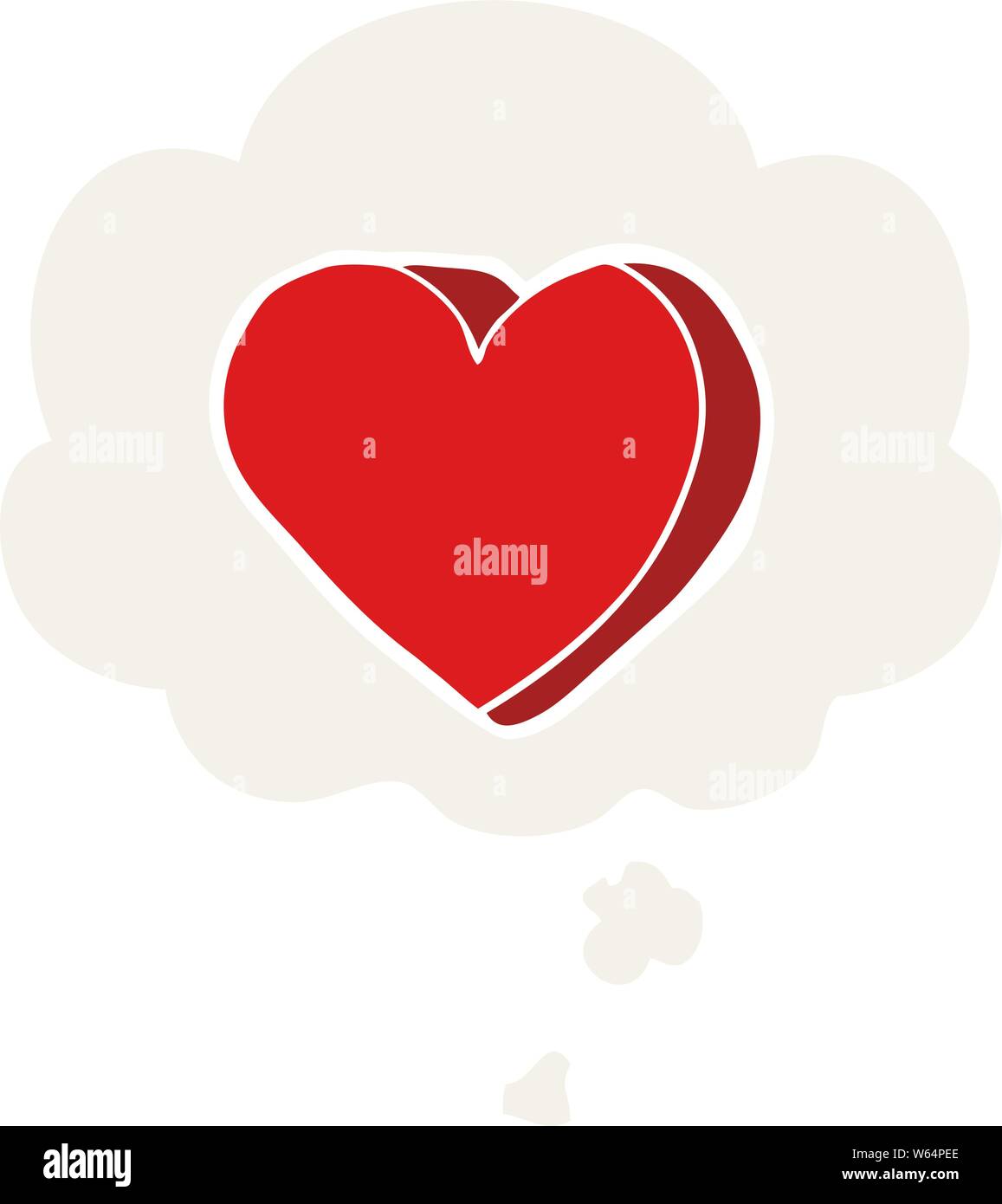 cartoon love heart with thought bubble in retro style Stock Vector ...