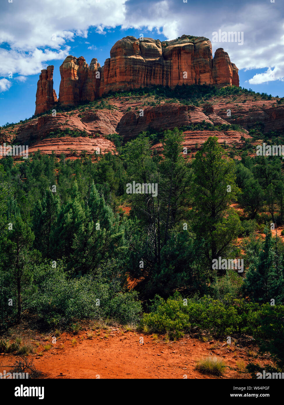 View of Cathedral Rock in Sedona, Arizona in the United States. Stock Photo