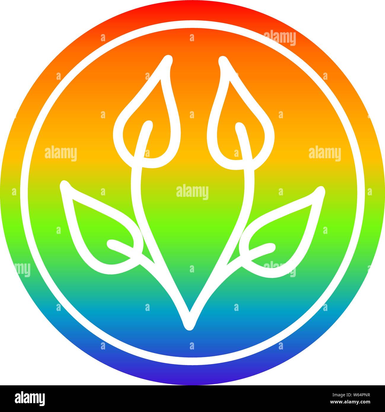 natural leaf circular icon with rainbow gradient finish Stock Vector ...
