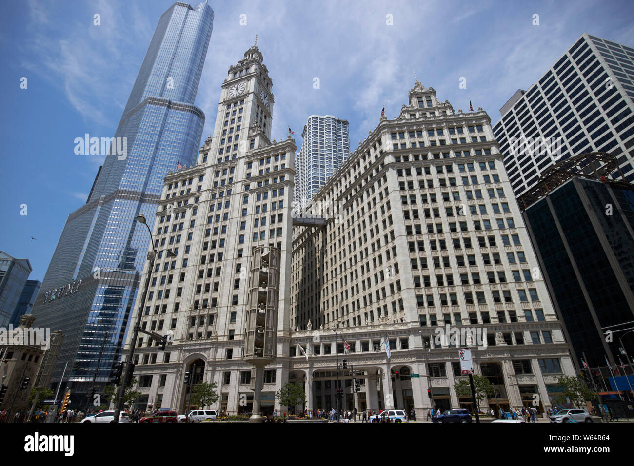 The Wrigley Building and north addition on michigan avenue Chicago IL USA Stock Photo