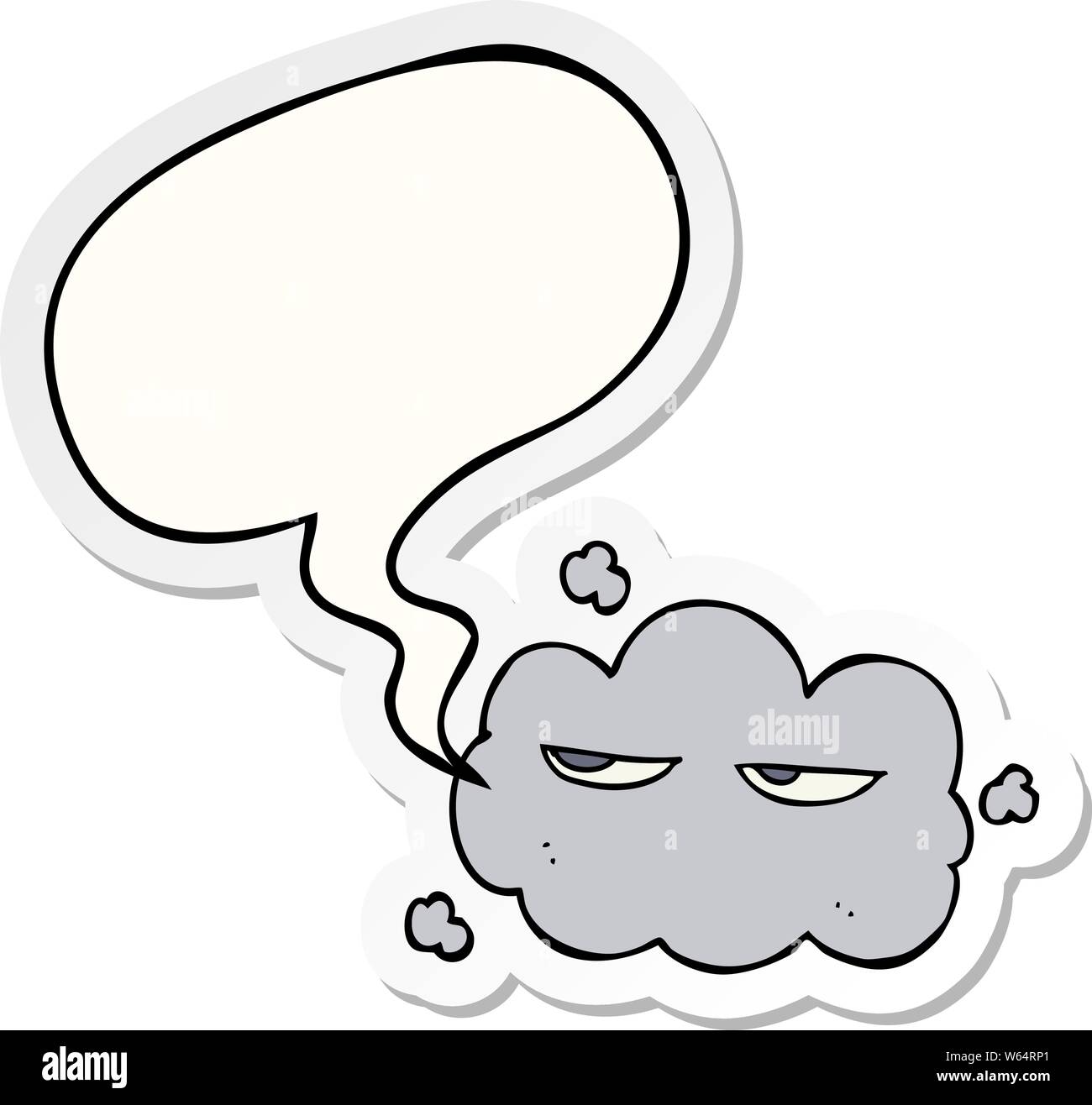 cute cartoon cloud with speech bubble sticker Stock Vector Image & Art ...