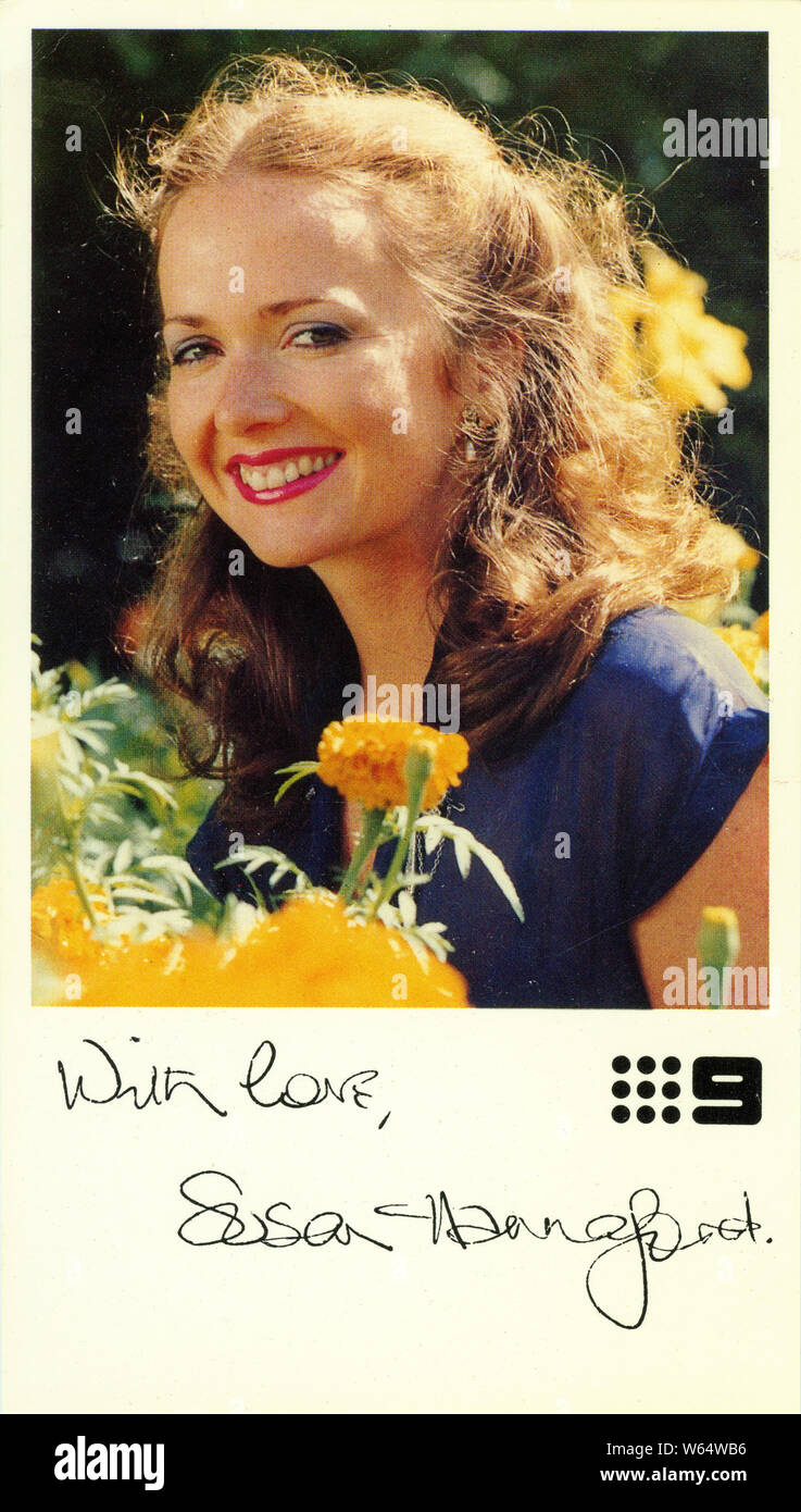 A special card featuring actress Susan Hannaford, issued by Channel Nine Television for fans of the popular television series, The Sullivans, which aired between 1976 and 1983. Stock Photo