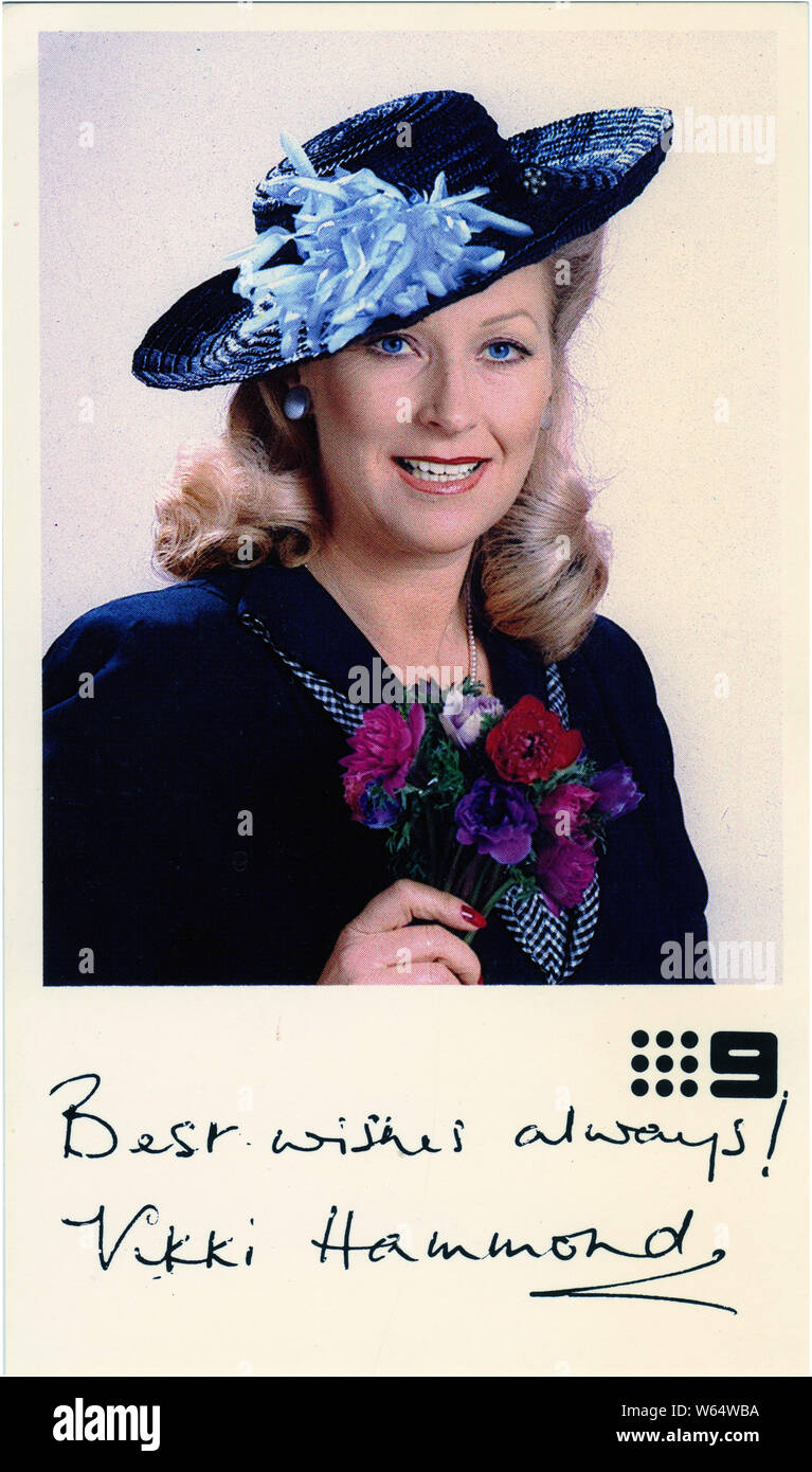 A special card featuring actress Vikki Hammond, issued by Channel Nine Television for fans of the popular television series, The Sullivans, which aired between 1976 and 1983. Stock Photo