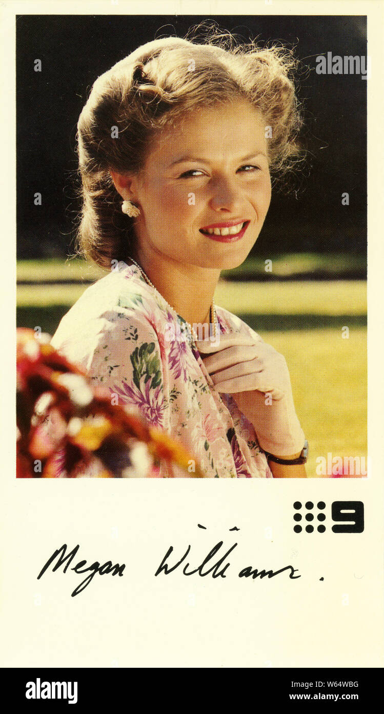 A special card featuring actress Megan Williams, issued by Channel Nine Television for fans of the popular television series, The Sullivans, which aired between 1976 and 1983. Stock Photo