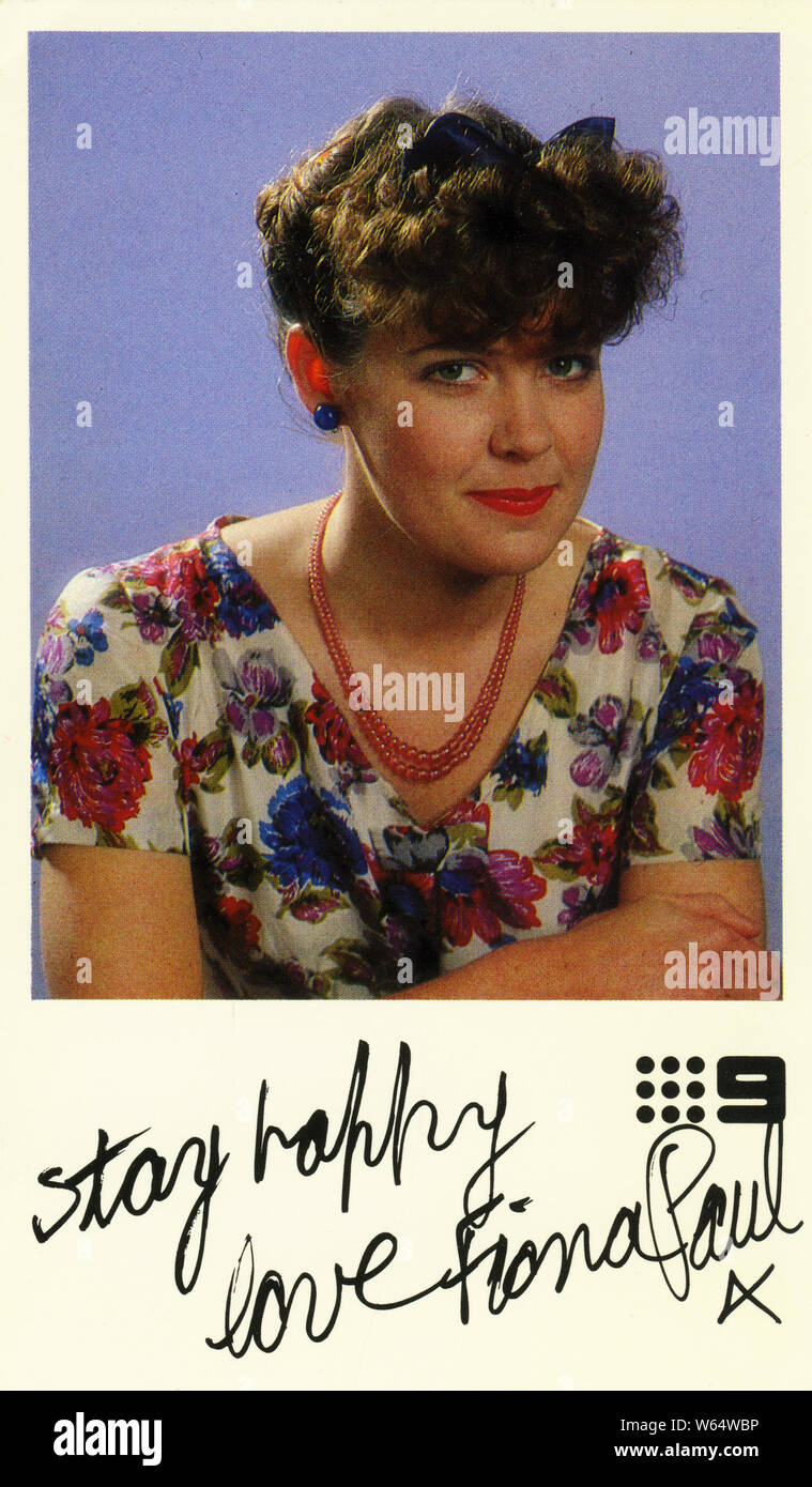 A special card featuring actress Fiona Paul,  issued by Channel Nine Television for fans of the popular television series, The Sullivans, which aired between 1976 and 1983. Stock Photo
