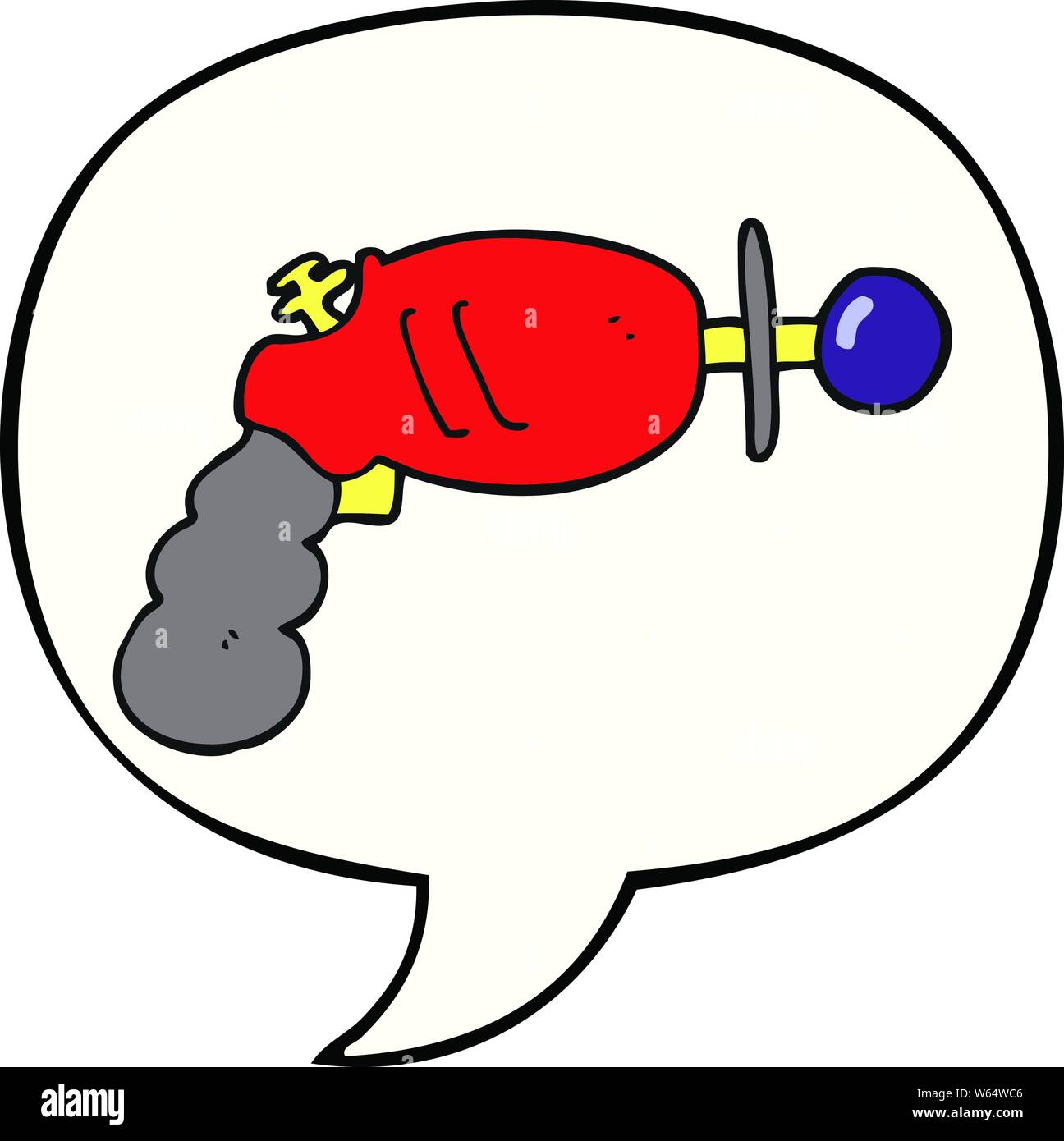 cartoon ray gun with speech bubble Stock Vector